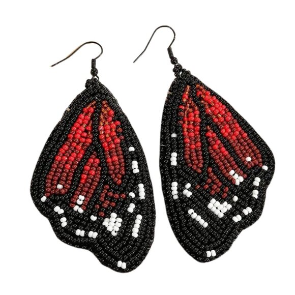 Boho Butterfly Handmade Native American Beaded Insect Pierced Earrings - New - Picture 1 of 5